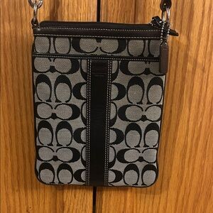 Coach Signature Black and Gray Shoulder Bag
